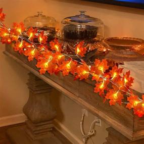 img 1 attached to iGeeKid Maple Leaves Lighted Fall Garland 40 LED 16.4FT String Lights Battery Operated Fall Halloween Thanksgiving Autumn Decor for Home Party Indoor Outdoor (Warm White)