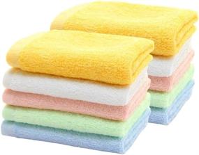 img 4 attached to 🛀 HOPAI Washcloths Bamboo Towel Set 10 Pack for Bathroom-Hotel-Spa-Kitchen: Multi-Purpose Fingertip Towels & Face Cloths, 10'' x 10'' – Ideal for All-Purpose Use (Multi-1)