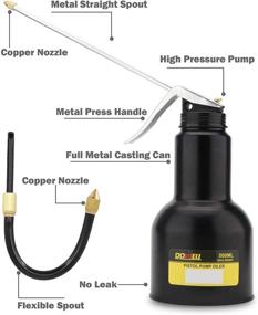 img 3 attached to DOWELL Metal Oil Can – Pistol Pump Oiler for Lubrication, 16oz 500ml Bottle with Straight Spout, Black (HY050201)