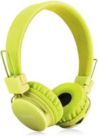 kids bluetooth headphones foldable volume limiting wireless/wired stereo on ear hd headset with sd card fm radio in-line volume control microphone for children adults (green) logo