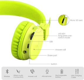 img 1 attached to Kids Bluetooth Headphones Foldable Volume Limiting Wireless/Wired Stereo On Ear HD Headset With SD Card FM Radio In-Line Volume Control Microphone For Children Adults (Green)
