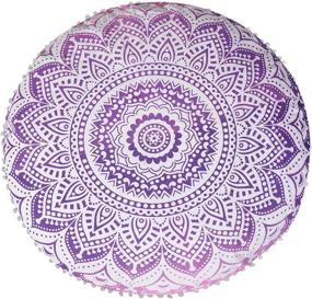 img 2 attached to Bohemian Yoga Décor Floor Cushion Case - Marubhumi Pink Purple Ombre Indian Hippie Mandala - 32 Inch Round Floor Pillow Cover - Cushion Cover - Pouf Cover