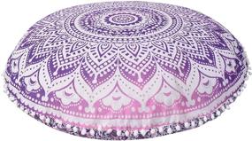 img 3 attached to Bohemian Yoga Décor Floor Cushion Case - Marubhumi Pink Purple Ombre Indian Hippie Mandala - 32 Inch Round Floor Pillow Cover - Cushion Cover - Pouf Cover