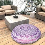 bohemian yoga décor floor cushion case - marubhumi pink purple ombre indian hippie mandala - 32 inch round floor pillow cover - cushion cover - pouf cover logo