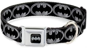 img 4 attached to 🦇 Batman Shield Dog Collar Seatbelt Buckle - Black Silver - Adjustable Length 15-26 Inches - 1.0 Inch Wide