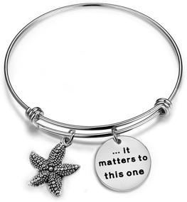 img 4 attached to 🌟 Zuo Bao Starfish Jewelry: It Matters Bracelet, Adjustable Bangle for Sea Jewelry Lovers, Social Worker Gift