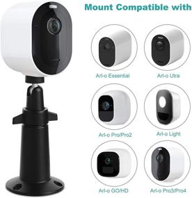 img 2 attached to 🔒 Adjustable Security Metal Wall Mount Outdoor/Indoor - Arlo/Arlo Pro/Pro 2/Arlo Ultra/Arlo Go, Ring Stick Up Battery Cam, eufyCam E - 4 Pack (Black)