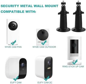 img 1 attached to 🔒 Adjustable Security Metal Wall Mount Outdoor/Indoor - Arlo/Arlo Pro/Pro 2/Arlo Ultra/Arlo Go, Ring Stick Up Battery Cam, eufyCam E - 4 Pack (Black)