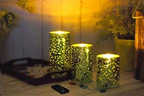 img 1 attached to 🕯️ Decorative Green Mercury Glass Candle Holder Set with Real Wax and Remote Control - M Mirrowing Flameless Candles, Realistic Flickering LED, Battery Operated