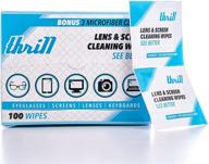 🧻 thrill lens and screen cleaning wipes - individually wrapped, 100-piece pre-moistened eyeglass and computer screen cleaning wipes with bonus eyeglass cleaner and screen cloths logo