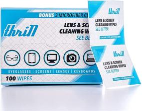 img 4 attached to 🧻 Thrill Lens and Screen Cleaning Wipes - Individually Wrapped, 100-Piece Pre-Moistened Eyeglass and Computer Screen Cleaning Wipes with Bonus Eyeglass Cleaner and Screen Cloths