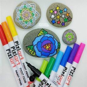 img 1 attached to 🎨 PIZIART Acrylic Paint Pens Set of 15 Paint Markers - Ideal for Rock Painting, Glass, Ceramic, Wood, Fabric, and More! Extra-Fine Tip, Quick-Dry Formula, Non-Toxic. Perfect for DIY Crafts and Kindness Rocks.