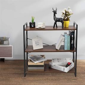 img 3 attached to 📚 Stylish and Functional NOZE 3 Tier Industrial Bookshelf: Perfect for Home and Office Storage, Rustic Bookcase in Walnut