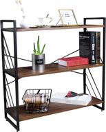 📚 stylish and functional noze 3 tier industrial bookshelf: perfect for home and office storage, rustic bookcase in walnut logo