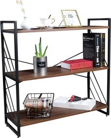 img 4 attached to 📚 Stylish and Functional NOZE 3 Tier Industrial Bookshelf: Perfect for Home and Office Storage, Rustic Bookcase in Walnut