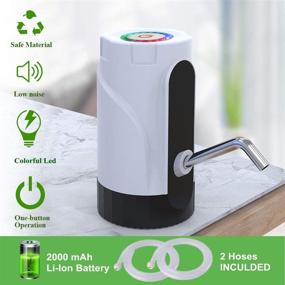 img 3 attached to Portable Electric Water Pump: 5 Gallon Water Dispenser with Colorful LED Lights and USB Charging – Convenient Switch for 2-5 Gallon Bottle