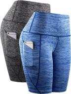 🩳 neleus women's high waist yoga shorts: tummy control, workout running compression shorts with pocket logo