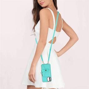 img 2 attached to 📱 LAMEEKU iPhone 12 Pro/iPhone 12 Crossbody Wallet Case: Card Holder, Strap, Zipper Purse, Bumper Case - Mint Green (6.1'')