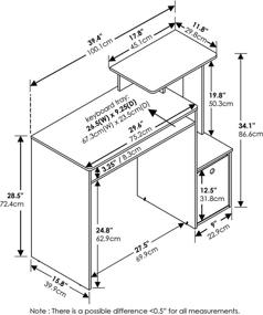 img 3 attached to FURINNO Econ Multipurpose Computer Writing Desk, White/Black - Optimize Your Home Office Setup