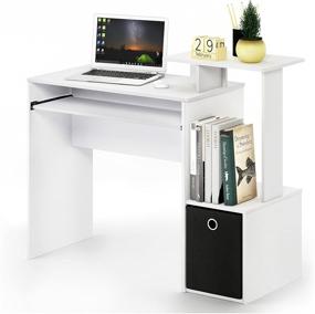 img 1 attached to FURINNO Econ Multipurpose Computer Writing Desk, White/Black - Optimize Your Home Office Setup