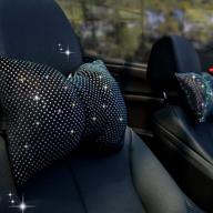 chulian 2 pcs bling car pillow - stylish rhinestones bowknot neck rest cushion for car seat, sleeping travel headrest support neck pillow - perfect car accessory for women logo