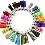 📱 41 assorted leather tassels with silver white caps - cell phone straps/diy charms in mix colors logo