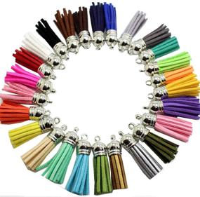 img 4 attached to 📱 41 Assorted Leather Tassels with Silver White Caps - Cell Phone Straps/DIY Charms in Mix Colors