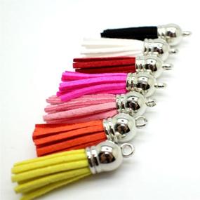 img 1 attached to 📱 41 Assorted Leather Tassels with Silver White Caps - Cell Phone Straps/DIY Charms in Mix Colors