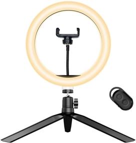 img 4 attached to 📸 Arvnka 10" LED Selfie Ring Light: Tripod Stand, Phone Holder, Remote Control - Dimmable Desktop Makeup Ring Light for Photography, Live Stream, TikTok - 3 Light Modes, 10 Brightness Levels