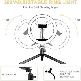 img 3 attached to 📸 Arvnka 10" LED Selfie Ring Light: Tripod Stand, Phone Holder, Remote Control - Dimmable Desktop Makeup Ring Light for Photography, Live Stream, TikTok - 3 Light Modes, 10 Brightness Levels