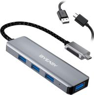 🔌 byeasy usb c hub 4 ports, aluminum usb-c [thunderbolt 3] hub with power cable, usb 3.0 hub with braided otg cord for macbook pro, macbook air, ipad pro, samsung note 10, s9 logo