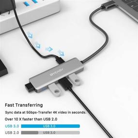 img 2 attached to 🔌 BYEASY USB C Hub 4 Ports, Aluminum USB-C [Thunderbolt 3] Hub with Power Cable, USB 3.0 Hub with Braided OTG Cord for MacBook Pro, MacBook Air, iPad Pro, Samsung Note 10, S9