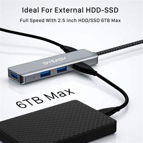 img 3 attached to 🔌 BYEASY USB C Hub 4 Ports, Aluminum USB-C [Thunderbolt 3] Hub with Power Cable, USB 3.0 Hub with Braided OTG Cord for MacBook Pro, MacBook Air, iPad Pro, Samsung Note 10, S9