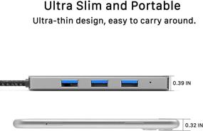 img 1 attached to 🔌 BYEASY USB C Hub 4 Ports, Aluminum USB-C [Thunderbolt 3] Hub with Power Cable, USB 3.0 Hub with Braided OTG Cord for MacBook Pro, MacBook Air, iPad Pro, Samsung Note 10, S9
