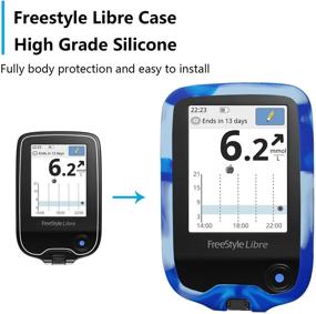 img 3 attached to 📱 Freestyle Libre Case - Soft Silicone Cover for Enhanced Protection of the Freestyle Libre and Libre 2 Reader (White and Blue Mix)