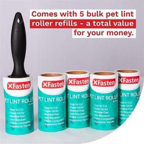 img 1 attached to XFasten Pet Lint Roller: Extra Sticky Remover for Cat, Dog, and Pet Hair, Fur, and Lint on Furniture, Car, Carpet, and Clothes - Includes 1 Roller + 5 Refill Rolls (90 Sheets Each) with Bonus Roller Refill