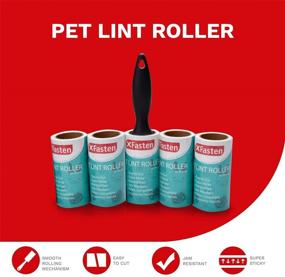 img 3 attached to XFasten Pet Lint Roller: Extra Sticky Remover for Cat, Dog, and Pet Hair, Fur, and Lint on Furniture, Car, Carpet, and Clothes - Includes 1 Roller + 5 Refill Rolls (90 Sheets Each) with Bonus Roller Refill