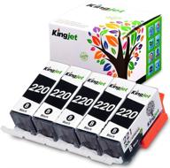 💡 kingjet pgi-220 black replacement ink cartridge for canon pixma mp560, mp620, mp620b, mp640, mp980, mp990, mx860, mx870, ip3600, ip4600, ip4700 printers - pack of 5 (black) logo