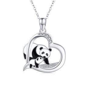 img 4 attached to 🐼 Silver Plated Panda Elephant Pendant Necklace with Crystal Rose Flower Chain - Chic Jewelry for Women and Girls