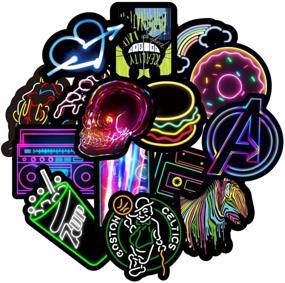 img 1 attached to 🌈 Vibrant Neon Stickers: 50 Pcs Waterproof Vinyl Laptop Stickers for VSCO Aesthetic-Seekers - Cute, Trendy Stickers for Water Bottles, Skateboards, Cars & Helmets