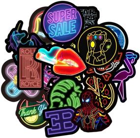 img 4 attached to 🌈 Vibrant Neon Stickers: 50 Pcs Waterproof Vinyl Laptop Stickers for VSCO Aesthetic-Seekers - Cute, Trendy Stickers for Water Bottles, Skateboards, Cars & Helmets