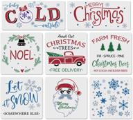 🎄 create festive farmhouse crafts with 8pcs reusable christmas stencils: let it snow, santa, noel, snowflakes, retro truck christmas tree - 8x 8 inch stencil set logo