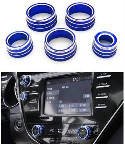 img 4 attached to Thor-Ind 5PCS Кнопки центральной консоли регулятора АС, климатической системы, аудиофункций, заднего зеркала и облицовки выключателя для Toyota Camry 2018 2019 2020 (синий)