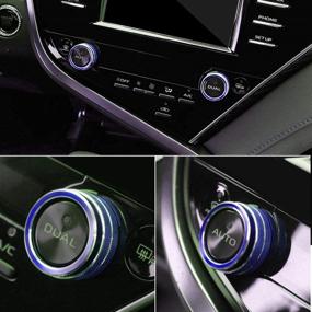 img 2 attached to Thor-Ind 5PCS Кнопки центральной консоли регулятора АС, климатической системы, аудиофункций, заднего зеркала и облицовки выключателя для Toyota Camry 2018 2019 2020 (синий)