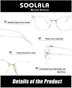 img 1 attached to 😎 Stylish Oversized Cat Eye Reading Glasses for Women - SOOLALA Readers with Exceptional Quality