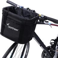 🚲 sportneer quick release bike basket, multipurpose handlebar basket, folding detachable small pet carrier, easy install bicycle basket for grocery shopping, picnic, and camping, max. bearing capacity: 11lbs logo