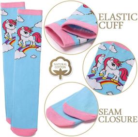 img 2 attached to Kids' Crazy Fun Animal Unicorn Knee High Socks - 6 Pack of Novelty Long Boot Socks