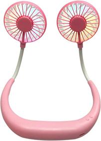 img 4 attached to Upgrade Hand-Free USB Personal Fan: Portable Headphone Design Neckband Fan with Rainbow & White Light, 3 Speeds, Rechargeable - Perfect for Sports, Travel, and Office (Pink)