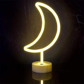 img 4 attached to Funpeny Moon Neon Signs: LED Ramadan Festival Moon Neon Lights for Table, Desk, Indoors, Home Bedroom Decorations – USB Charging & Battery Powered