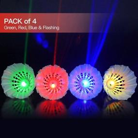 img 2 attached to 🏸 LED Badminton Shuttlecock Set - Glow in The Dark Lighting Birdies for Yard Games, Indoor/Outdoor Sports Toys (4 Pack)